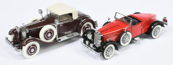 Franklin Mint 1/24th scale pair (1) B11TF74 1925 Hispano Suiza H6B Kellner, (2) B11RJ58 1928 Stut...