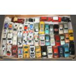 A mixed group of loose vehicles including Corgi Mini, Burago Ferrari Testa Rossa ,Gama-Mini BMW, ...