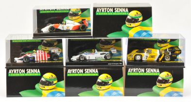 Ayrton Senna Racing Car Collection 1/43rd scale group (1) Porsche 956 K 1984 (2) Toleman Hart G.P...