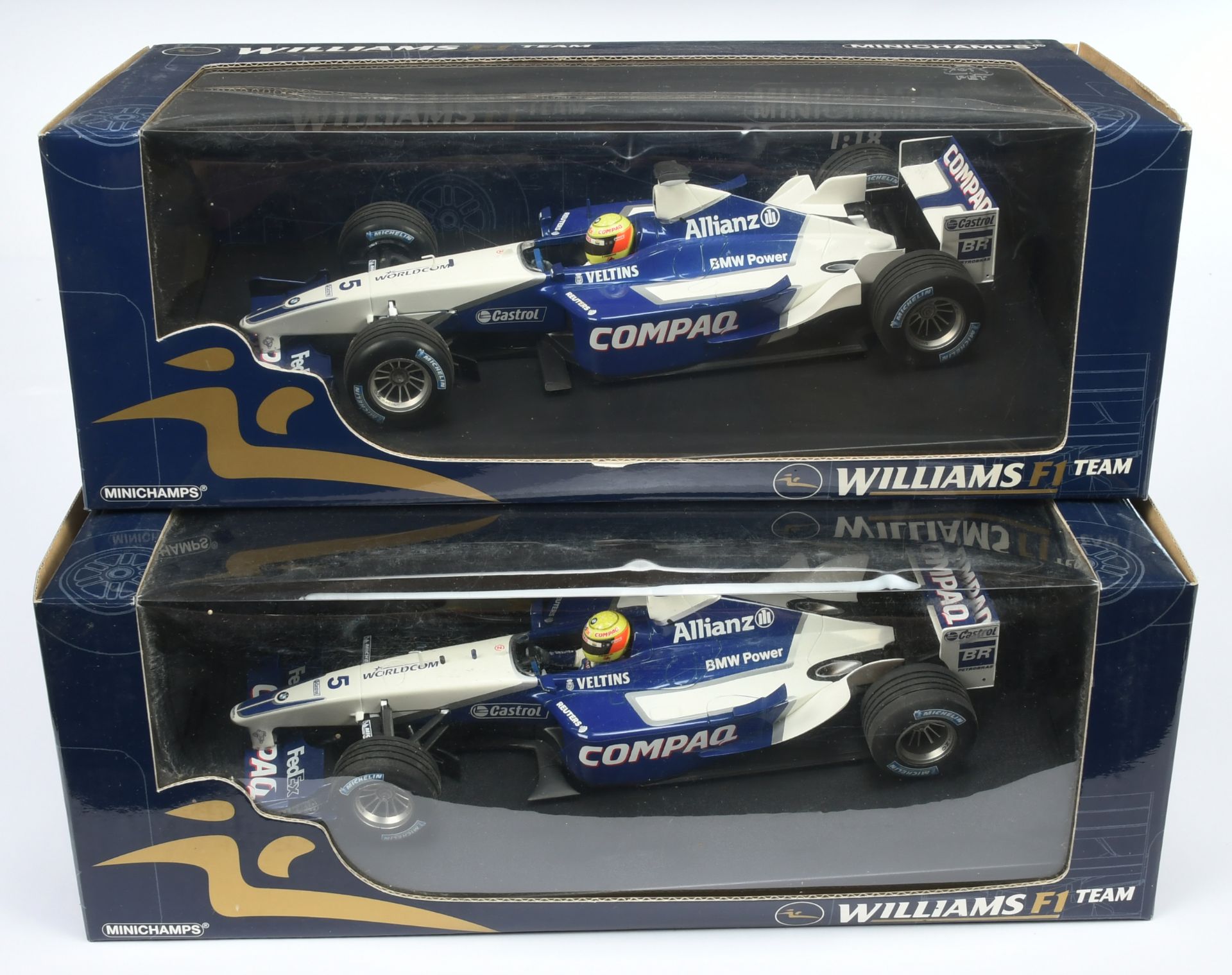 Minichamps 1/18 scale pair (1) 180020095 Williams BMW Laucnch Car 2002 - R. Schumacher (2) 180020...