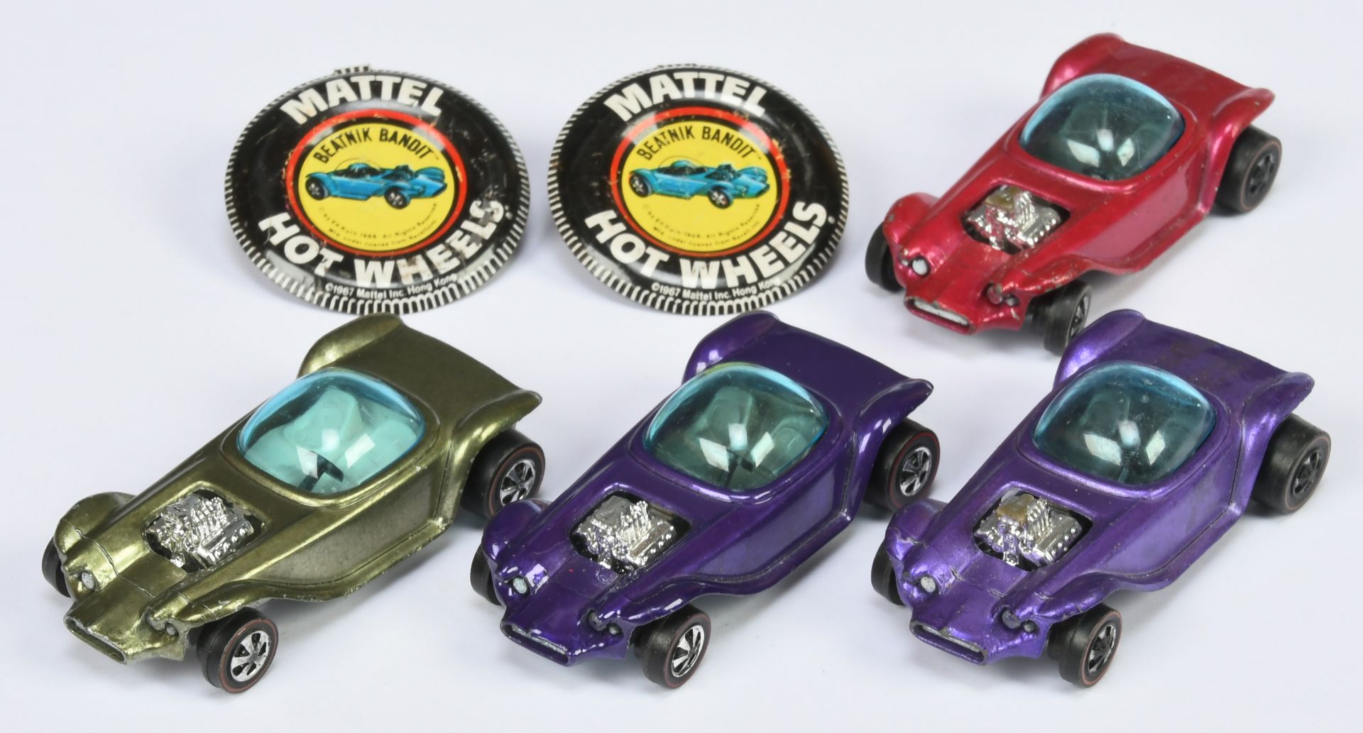 Mattel Hot Wheels - Redline - Beatnik Bandit group (1) champagne gold (2) metallic red (3) purple...