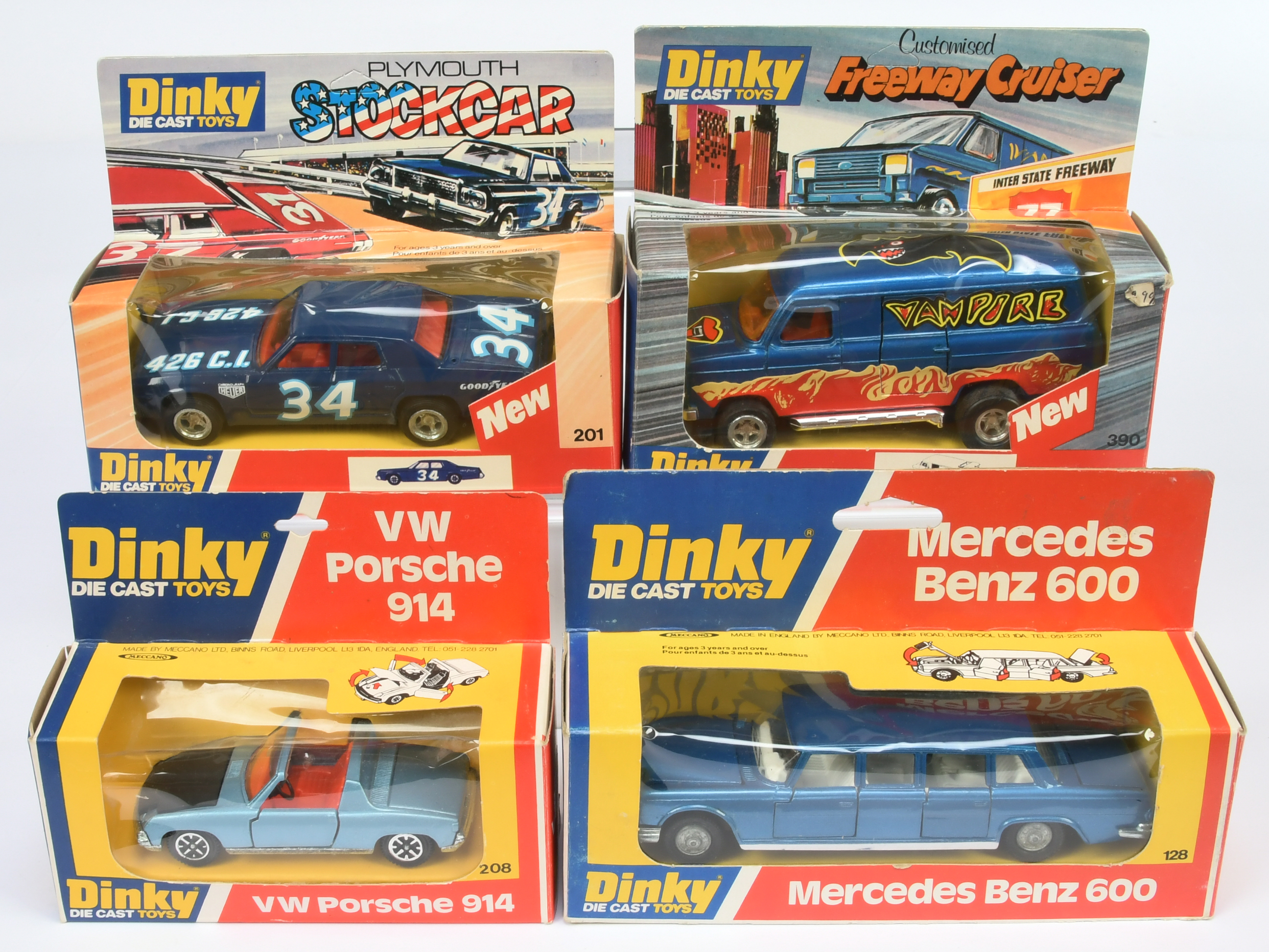 Dinky Boxed group - to include 128 Mercedes Benz 600 - metallic blue (2) 208 Volkswagen/Porsche 9...