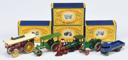 Matchbox Models of Yesteryear group to include Y1 Allchin Traction Engine - green, gold boiler do...