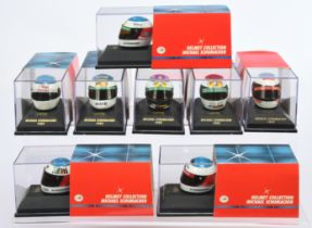 Minichamps Michael Schumacher racing 1/8th scale replica helmets group ranging From 1989 to 1997 ...