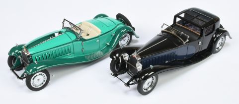 Franklin Mint 1/24th scale pair (1) B11UW50 1929 Bugatti Type 41 Royale Roadster, (2) B11RB69 193...