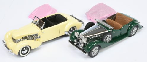 Franklin Mint 1/24th scale pair (1) 1937 Cord 812 Phaeton coupe with FM Paperwork, (2) B11PU51 19...