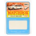 Matchbox Printers Sample North American Market Blister Pack Backing Card for 54b Cadillac Ambulance