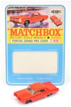 Matchbox Sample North American Market Blister Pack Backing Card for 22c Pontiac Grand Prix Coupe