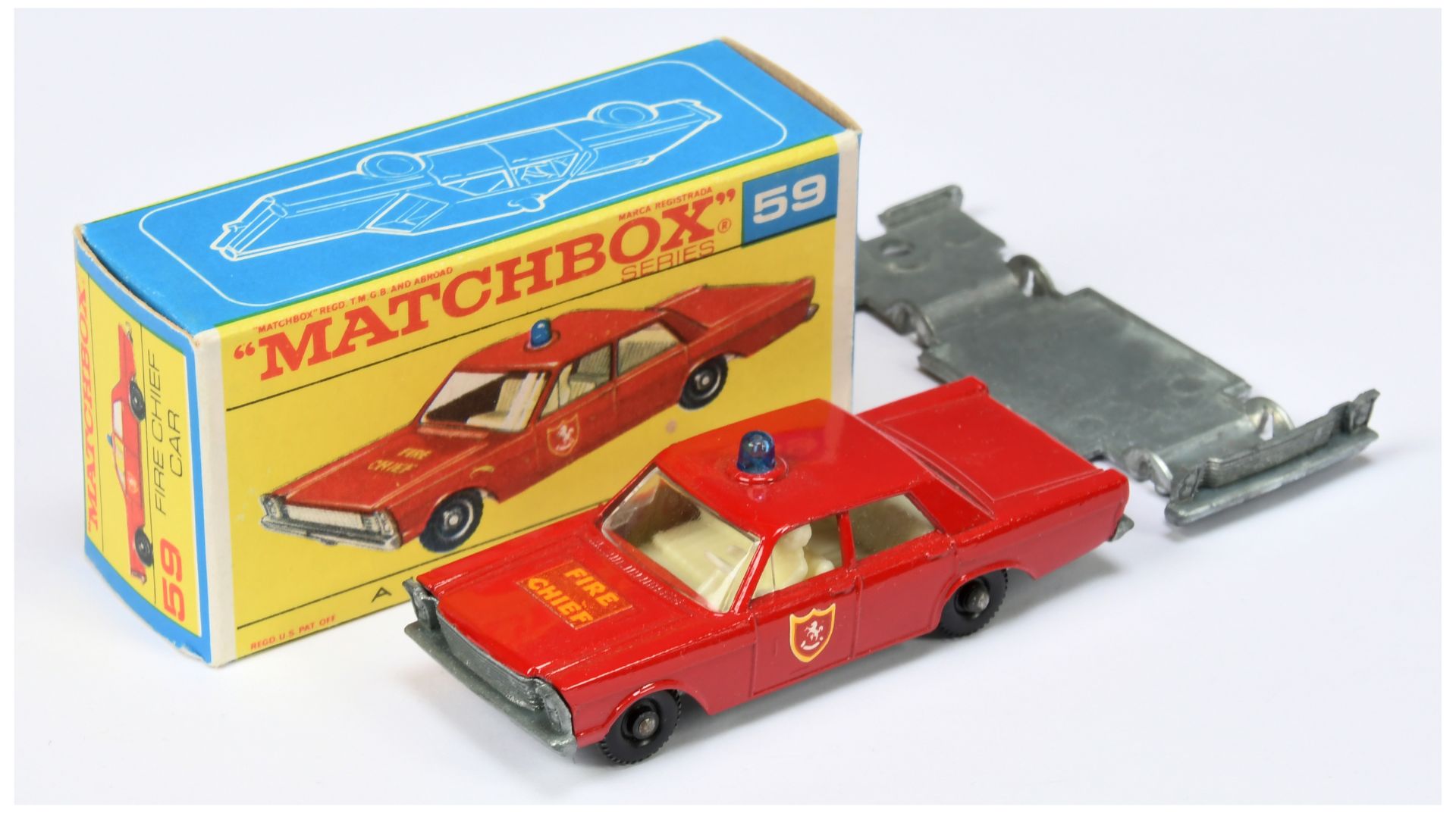 Matchbox Regular Wheels 59c Ford Galaxie Fire Chief Car