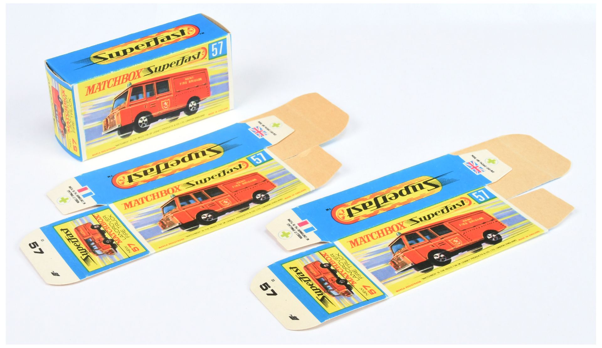 Matchbox Superfast 3 x 57a Land Rover Fire Truck Original Empty Type G Boxes