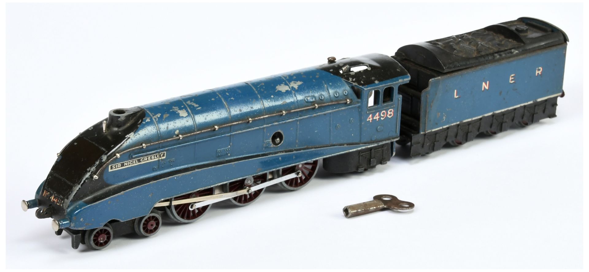 Hornby Dublo Clockwork pre-war DL1 4-6-2 LNER blue A4 Class Loco No.4498 "Sir Nigel Gresley" comp...