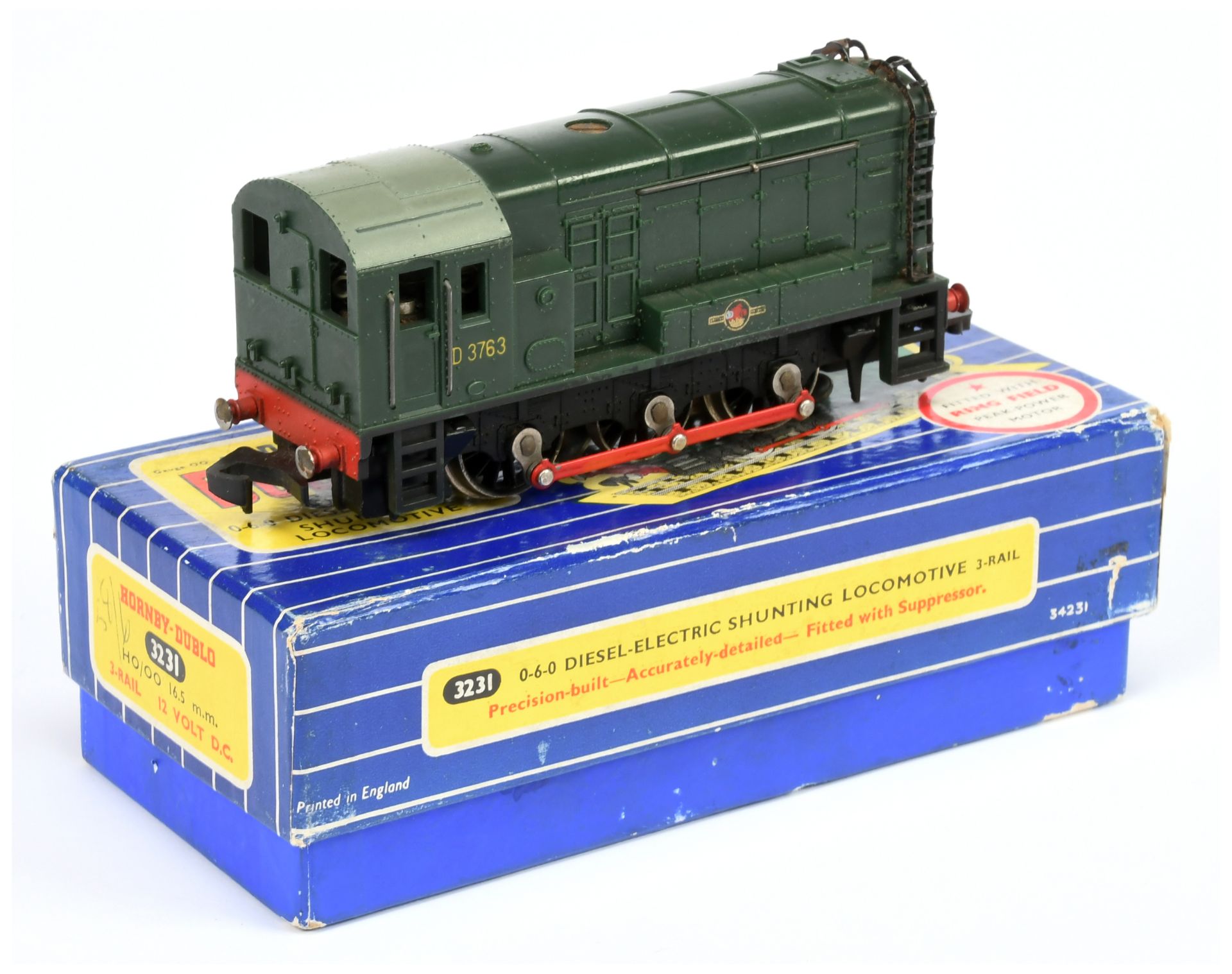 Hornby Dublo 3-rail 3231 0-6-0 BR green Class 08 Diesel Shunter No.D3763 with single connecting rod - Image 2 of 2