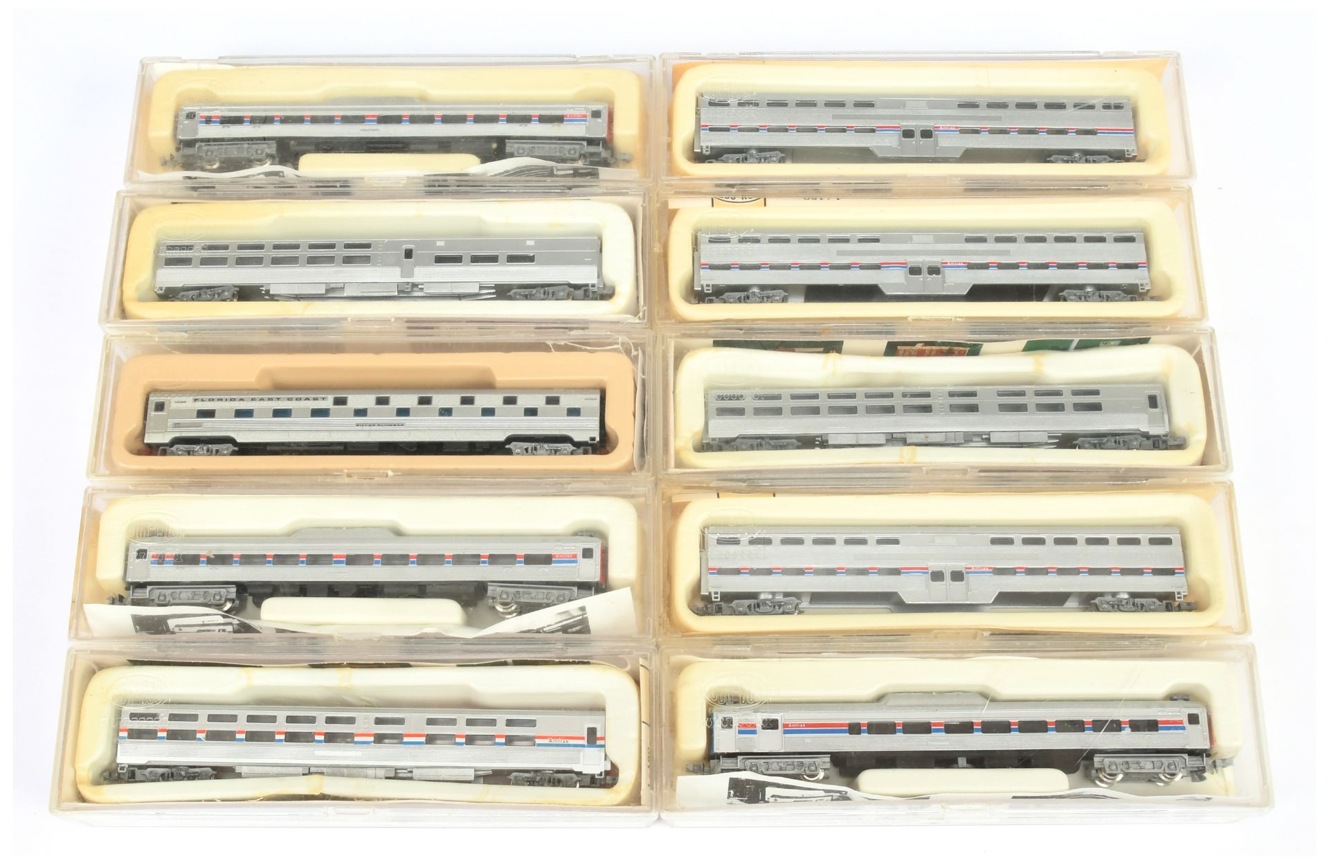 Con-Cor N Gauge a group of "Amtrak" Coaches to include