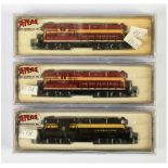 Atlas N Gauge a group of American Outline Diesel Locomotives comprising of 