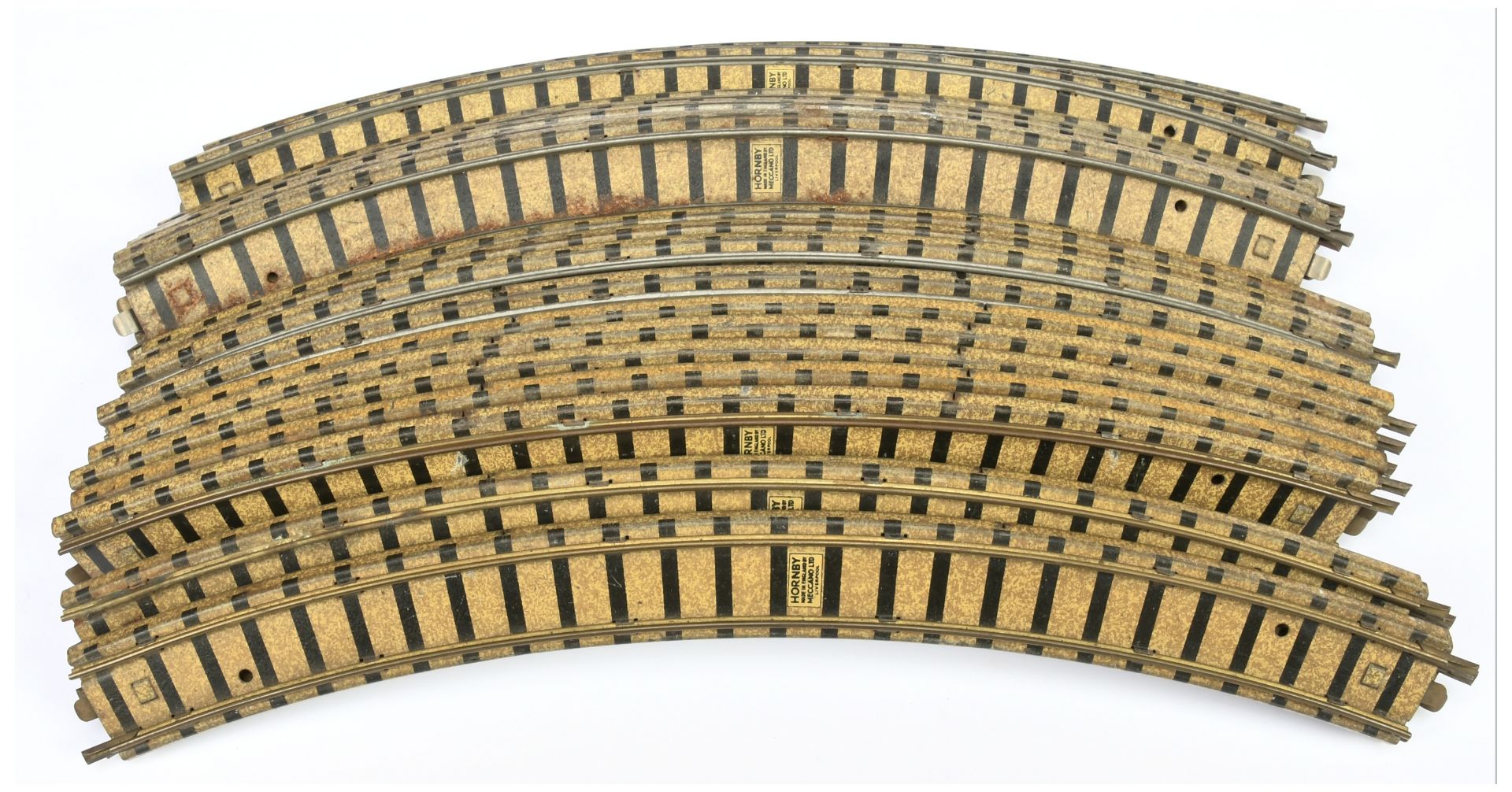 Hornby Dublo 21 pieces of 2-rail Pre-War Clockwork Standard Curve Track