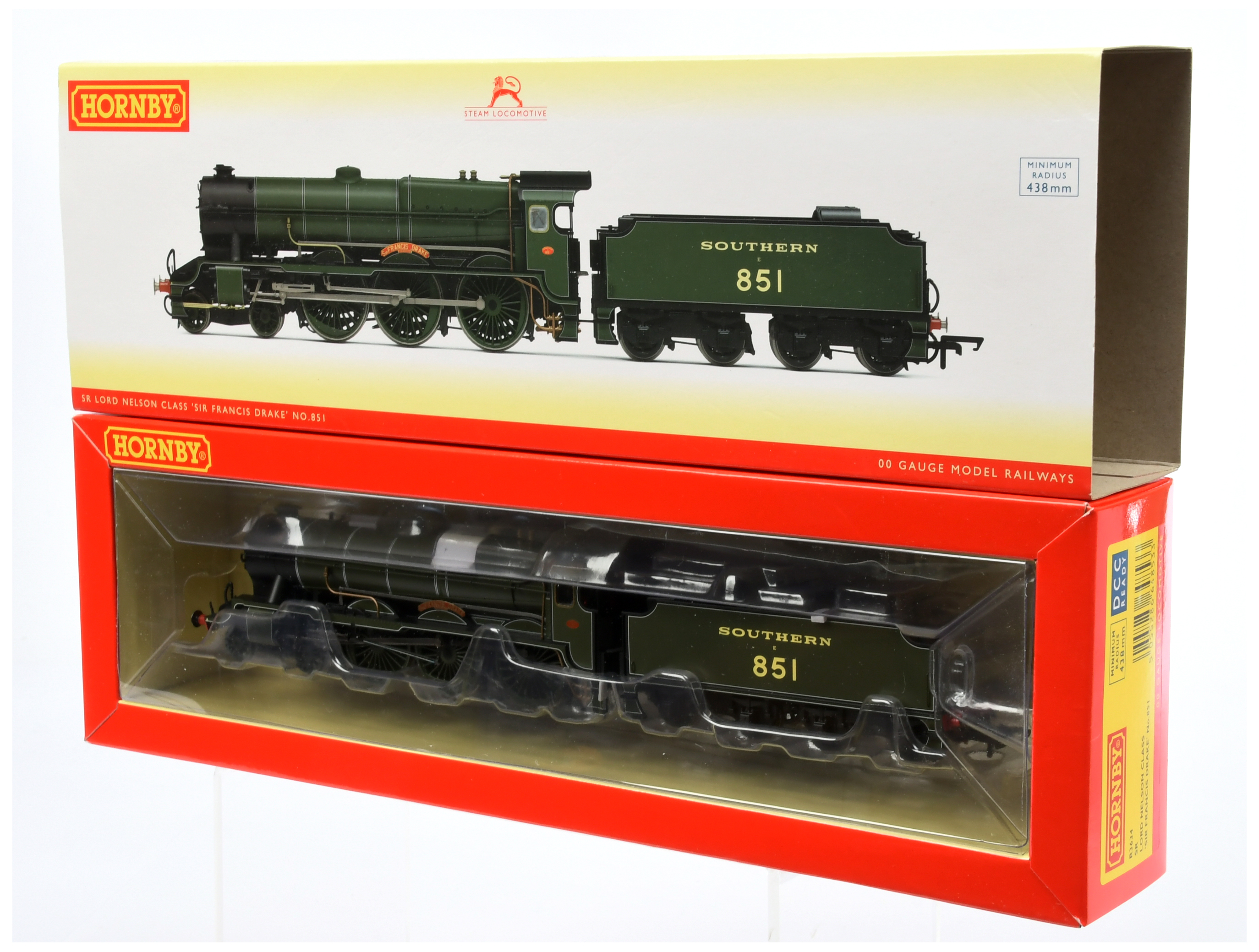 Hornby (China) R3634 4-6-0 Southern lined olive green Lord Nelson Class No.851 "Sir Francis Drake"