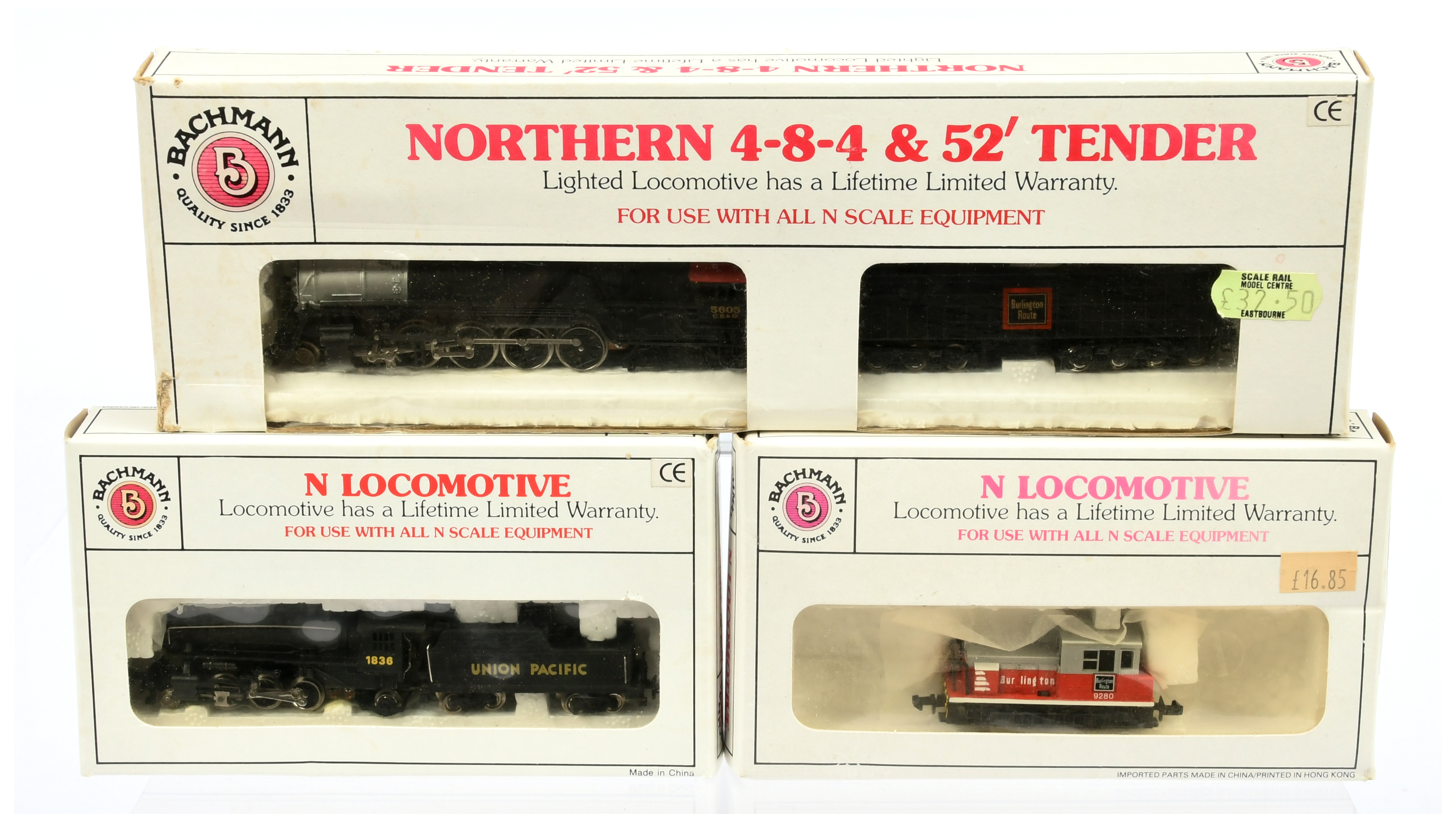 Bachmann N Gauge group of American Outline Steam & Diesel Locomotives comprising of