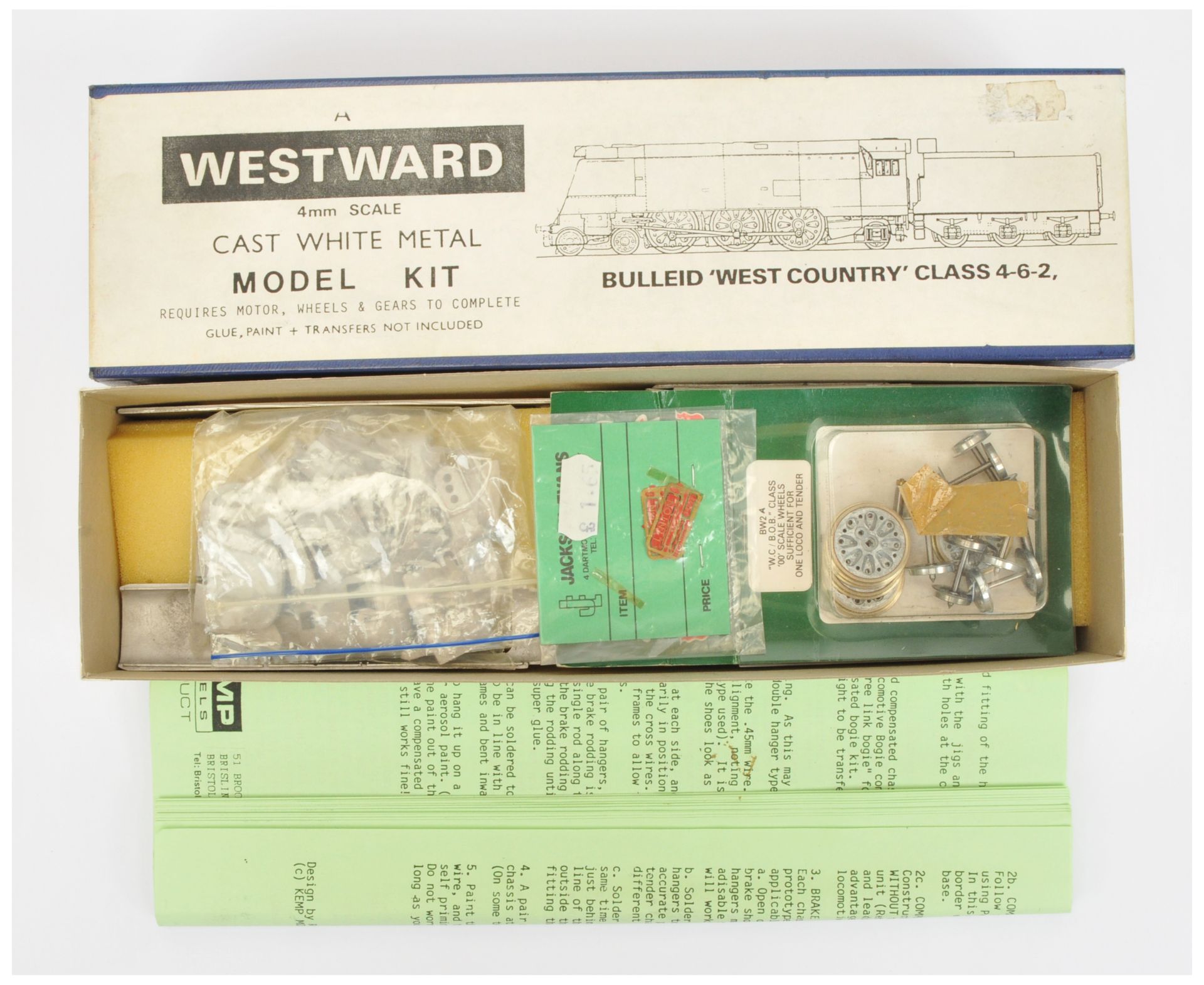 Westwood OO Gauge 4-6-2 Bulleid West Country White Metal Model Kit which includes 