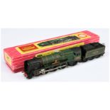 Hornby Dublo 2-rail 2235 4-6-2 BR green rebuilt West Country Class No.34005 "Barnstaple" with RAR...