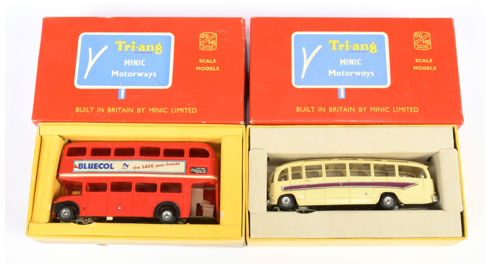 Triang Minic Motorways Double Deck Bus & Coach M1545 & M1544