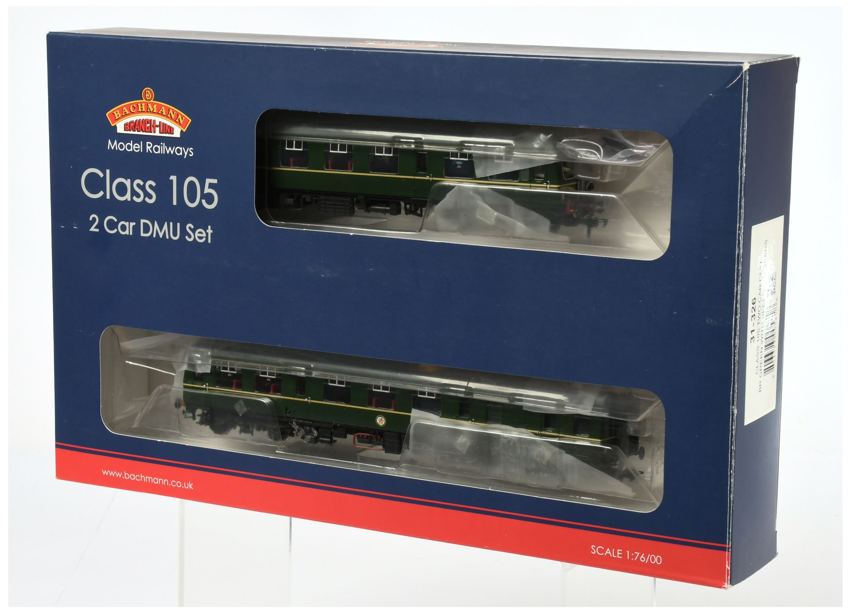 Bachmann OO Gauge 31-326 2-car BR green Class 105 DMU with Speed Whiskers