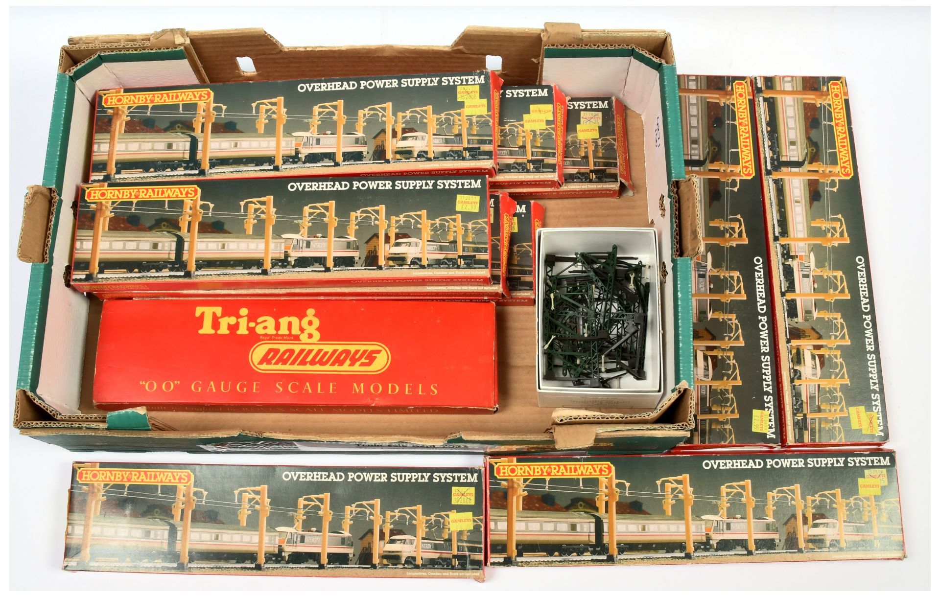 Hornby a boxed group of R290 Single Track Catenary Packs