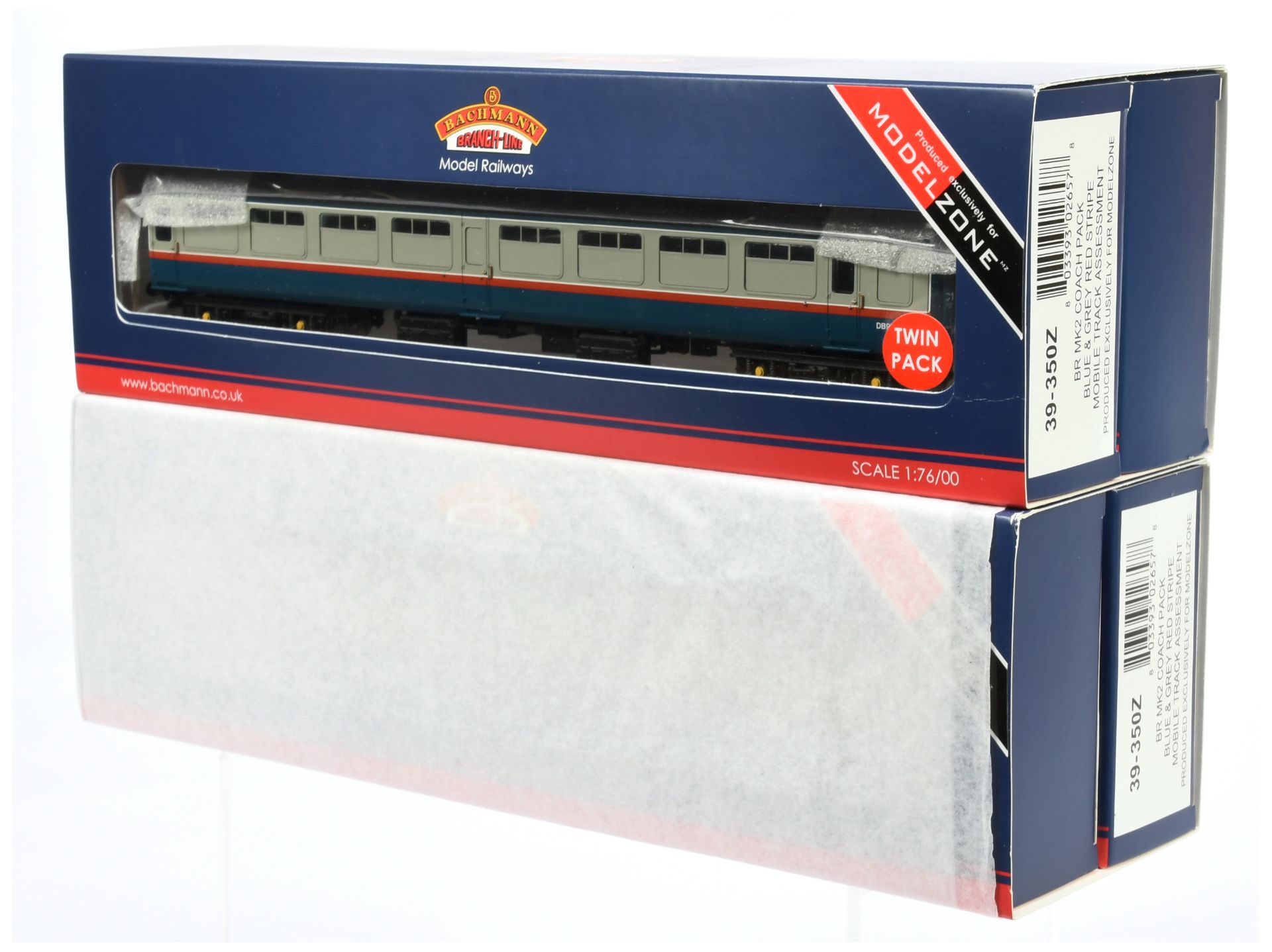 Bachmann a pair of Twin Pack 39-350Z BR Mk2 Mobile Track Assessment Coaches in Blue & Grey, produ...