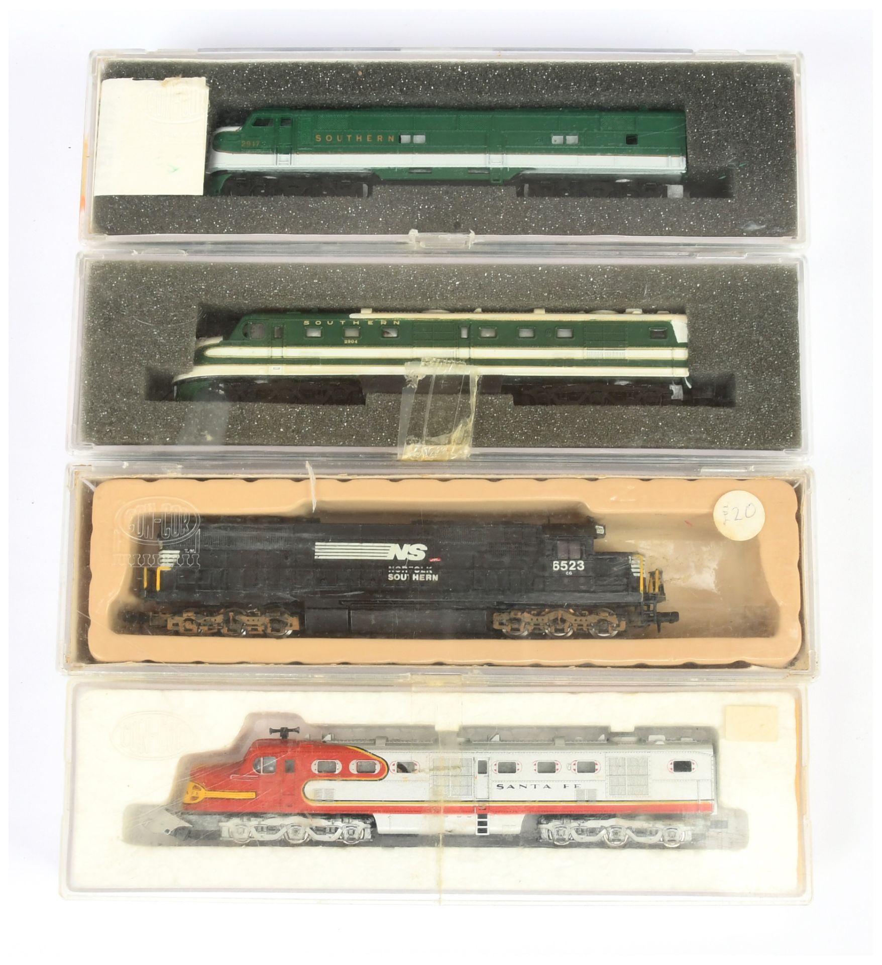 Con-Cor N Gauge group of American Outline Diesel Locomotives comprising of