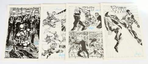 Original Comic Art, signed by Artists x 4