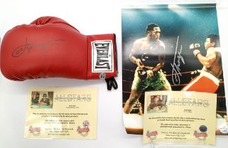 Joe Frazier Signed Boxing Glove & Print