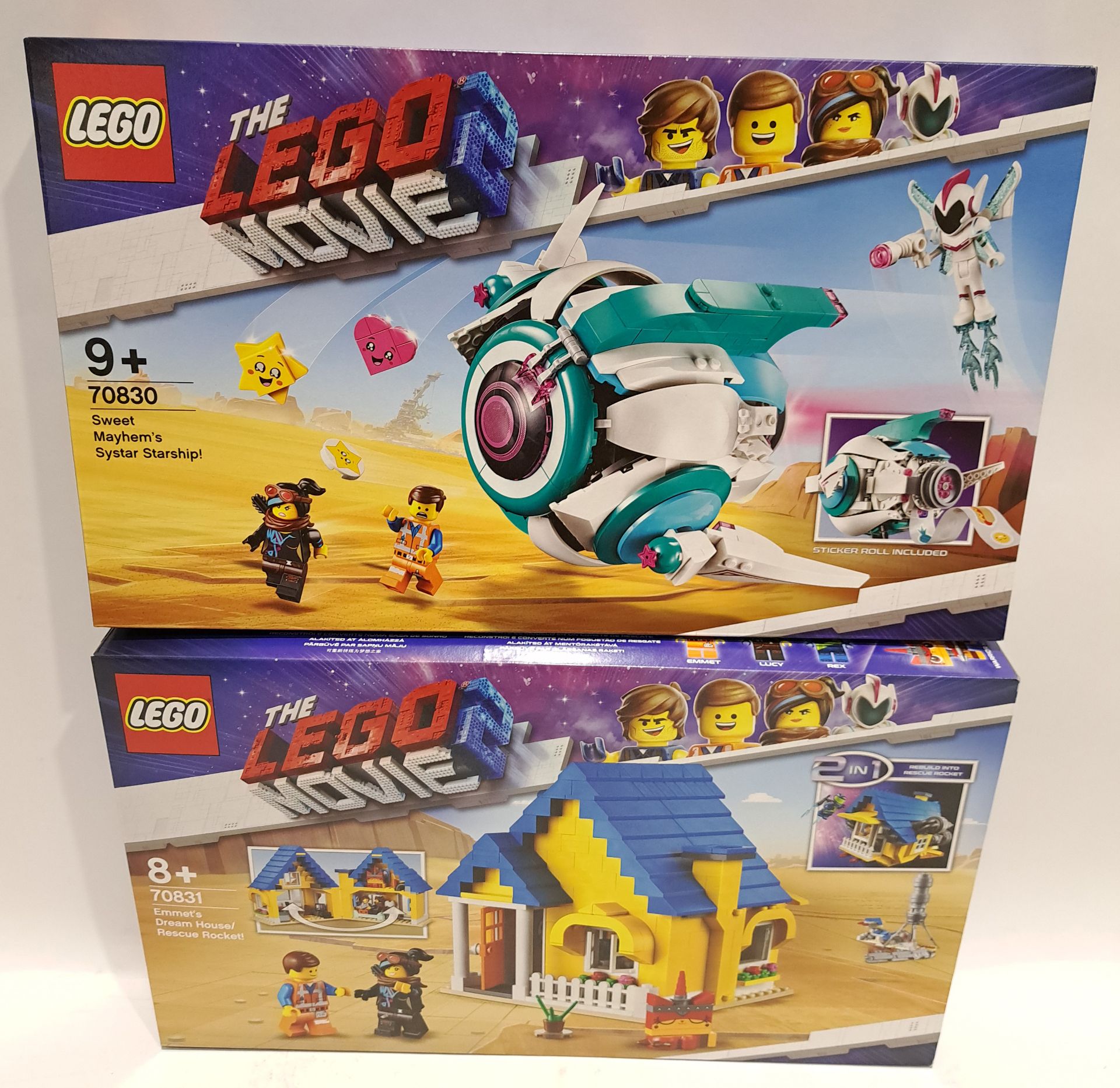 Lego the Movie 2 set 2x Emmet's Dream House/Rescue Rocket 70831, Sweet Mayhem's Systar Starship! ...