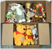 Large collection of plush teddy bears and animals, including Winnie the Pooh, Disney, and others