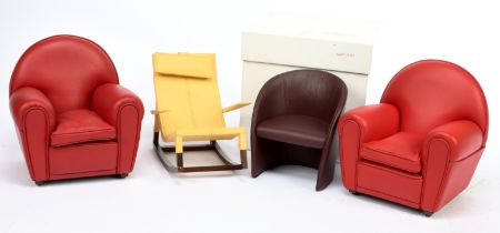 Poltrona Frau Le Miniature Mini designer leather chairs x four