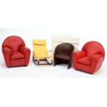 Poltrona Frau Le Miniature Mini designer leather chairs x four