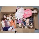 Collection of vintage bisque dolls including Armand Marseille and SFBJ, plus modern repro bisque ...