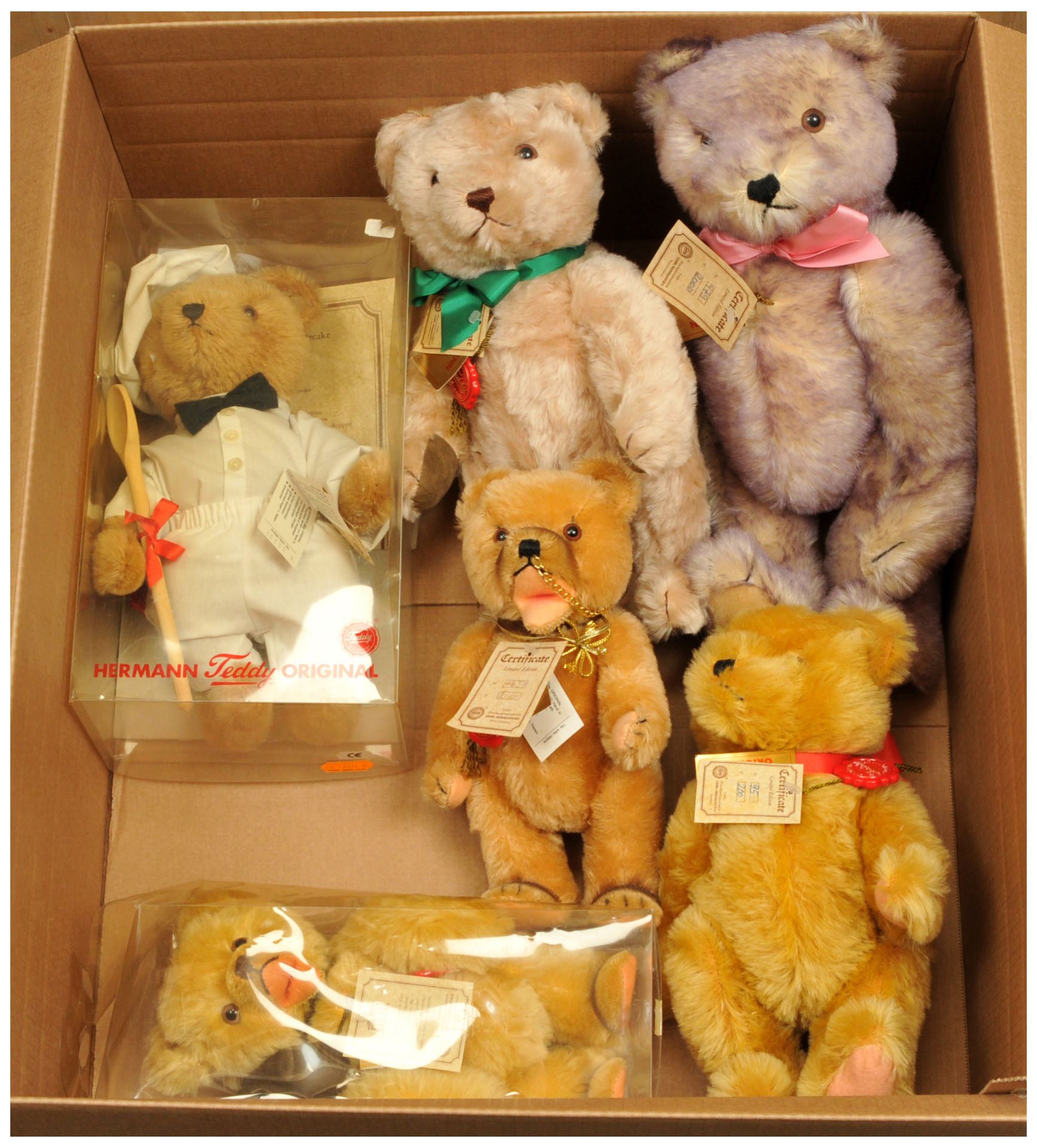 Hermann Teddy Original x six mohair teddy bears