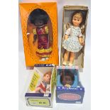 Collection of boxed vintage dolls, including Baby Rosebud and Walking Gi Gi