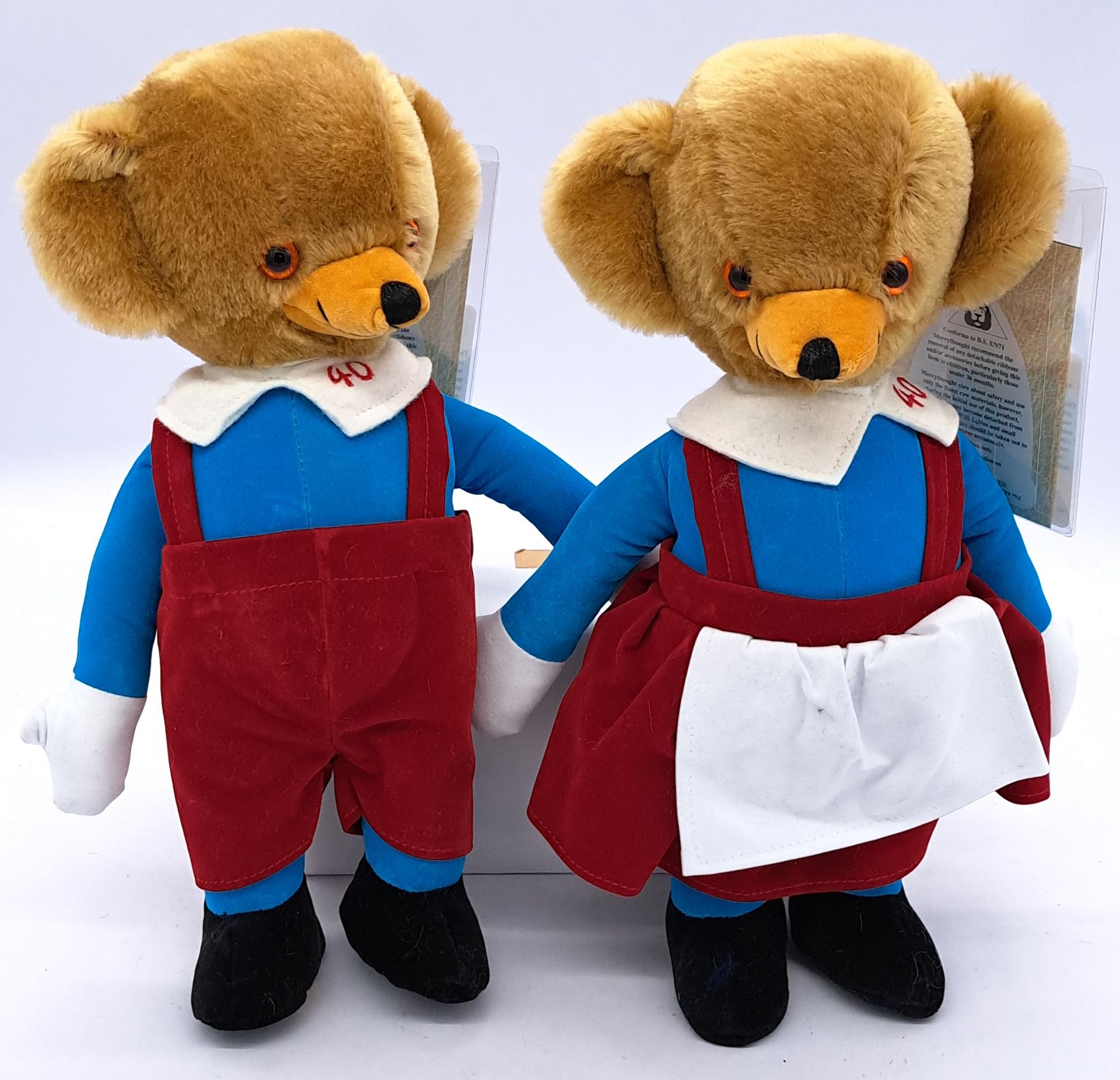 Merrythought pair of Twisty Cheeky teddy bear replicas