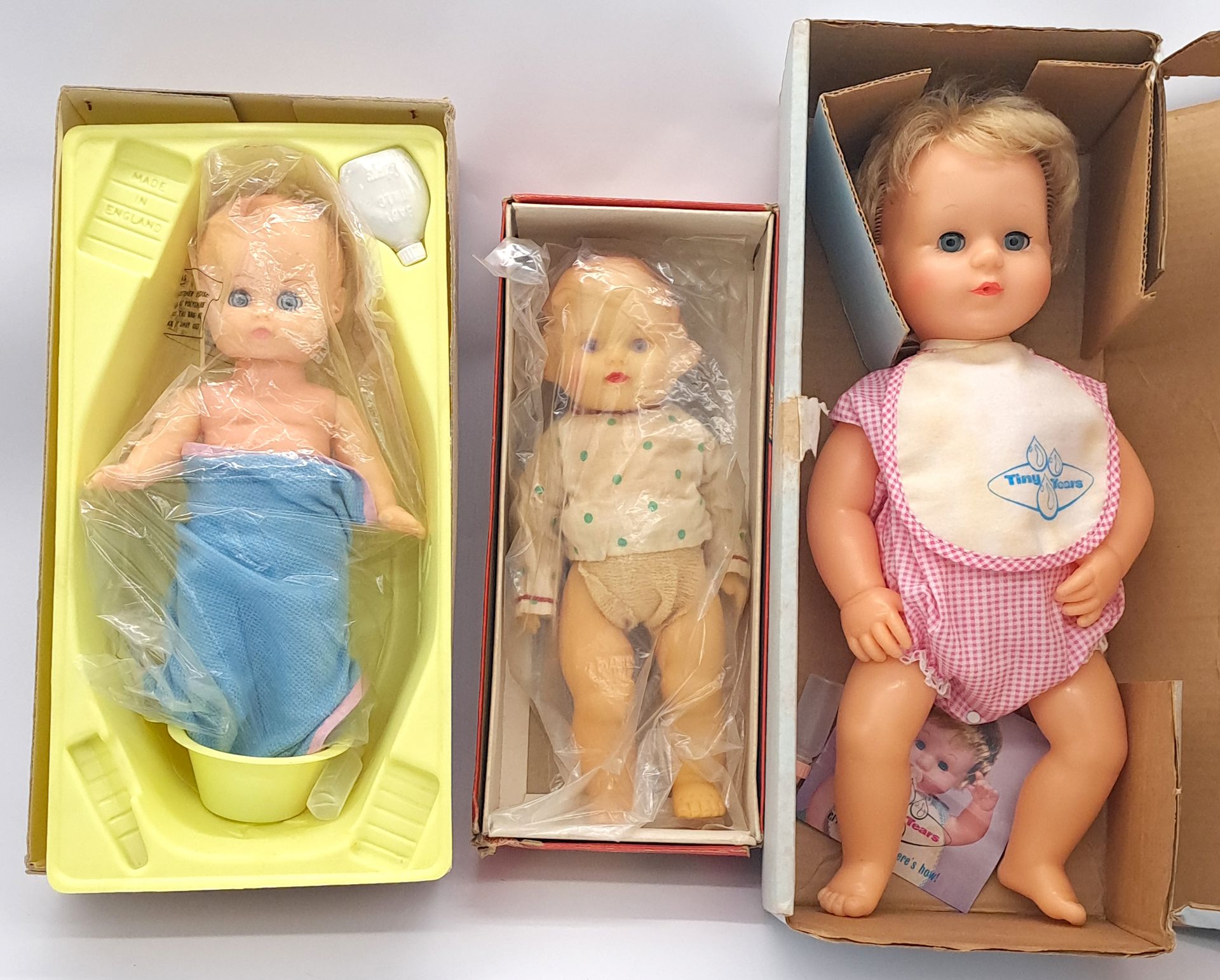 Palitoy trio of boxed vintage dolls, including Tiny Tears 