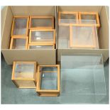 Quantity of wood/perspex display cases and perspex cubes