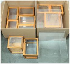 Quantity of wood/perspex display cases and perspex cubes