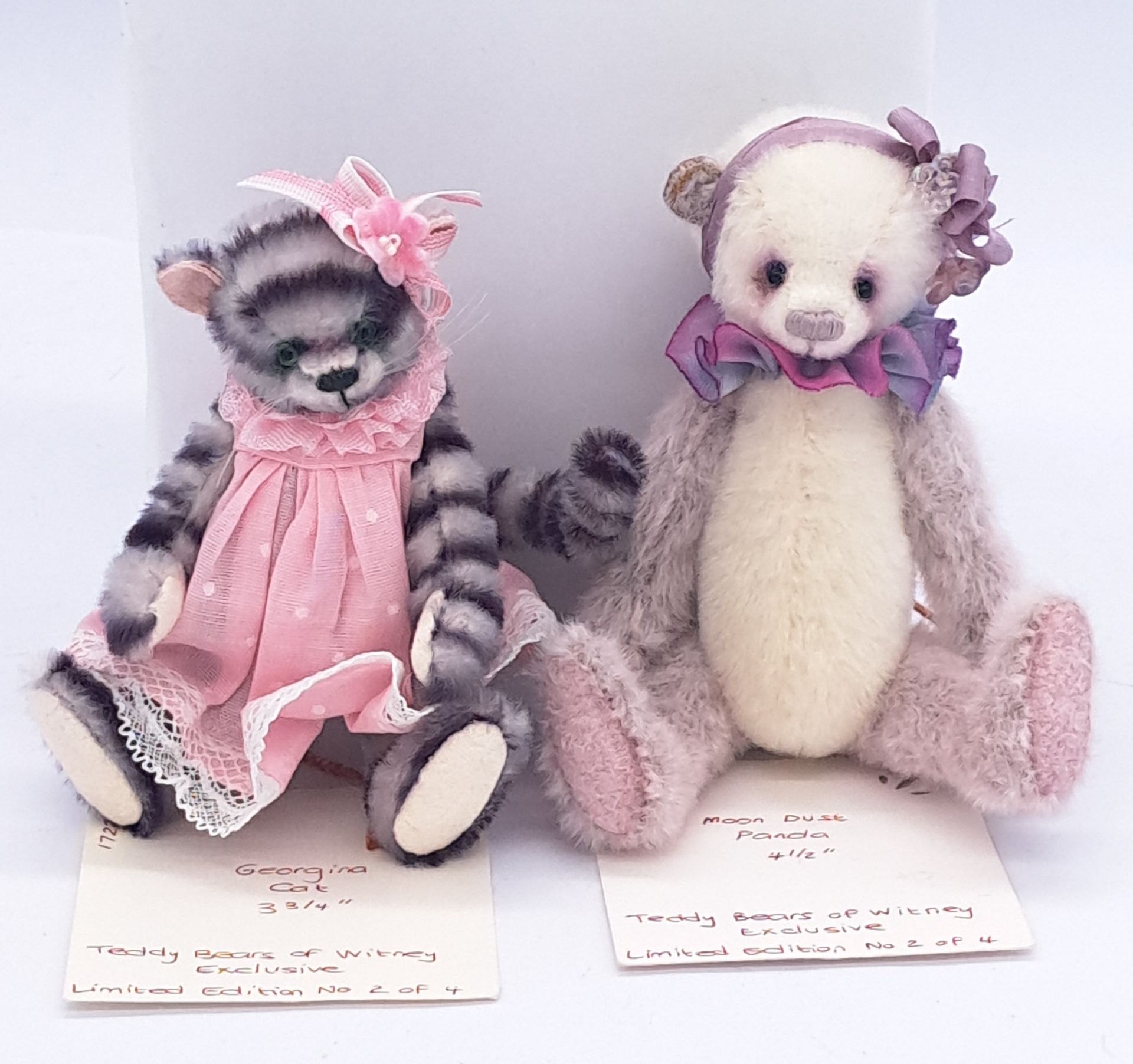 Essential Bears pair of miniature artist bears: Panda and Cat