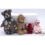 Group of miniature artist bears plus assorted accessories