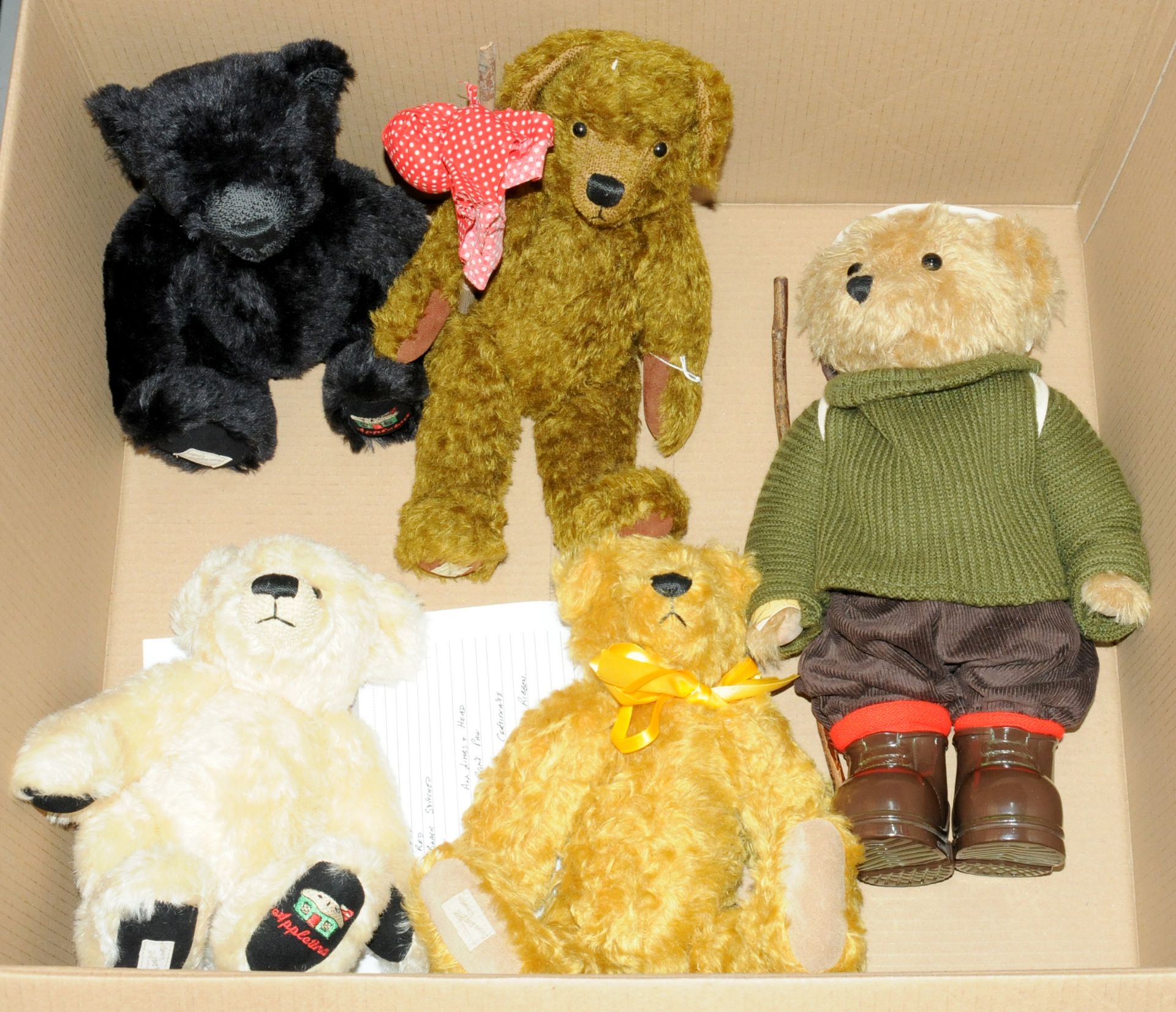 Dean's Rag Book group of mohair teddy bears including Appletina and Appleton