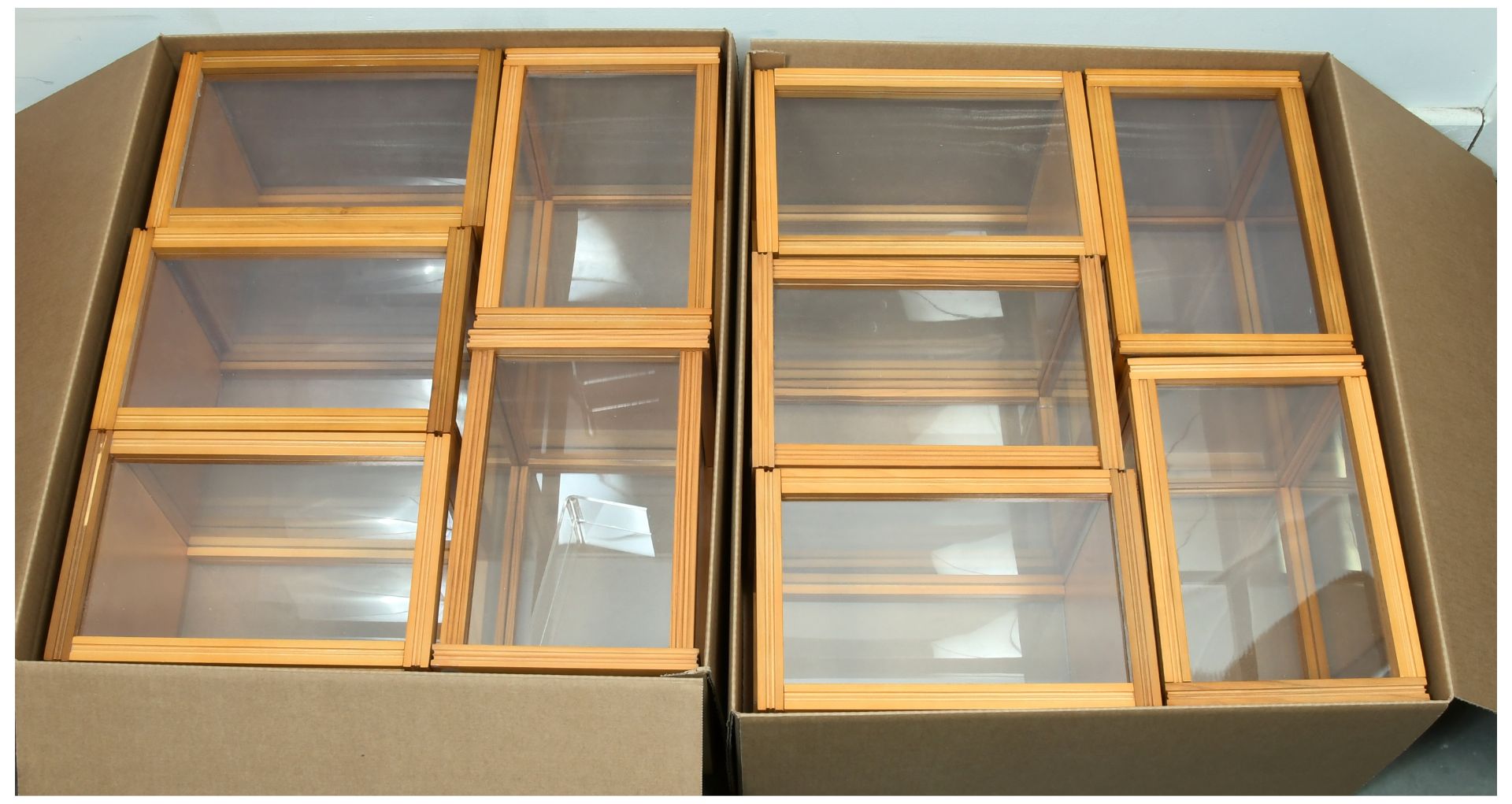 Quantity of wood and perspex display cases