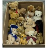 Collection of vintage and modern plush and mohair teddy bears, including Merrythought
