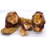 Steiff trio of vintage mohair Leo lions