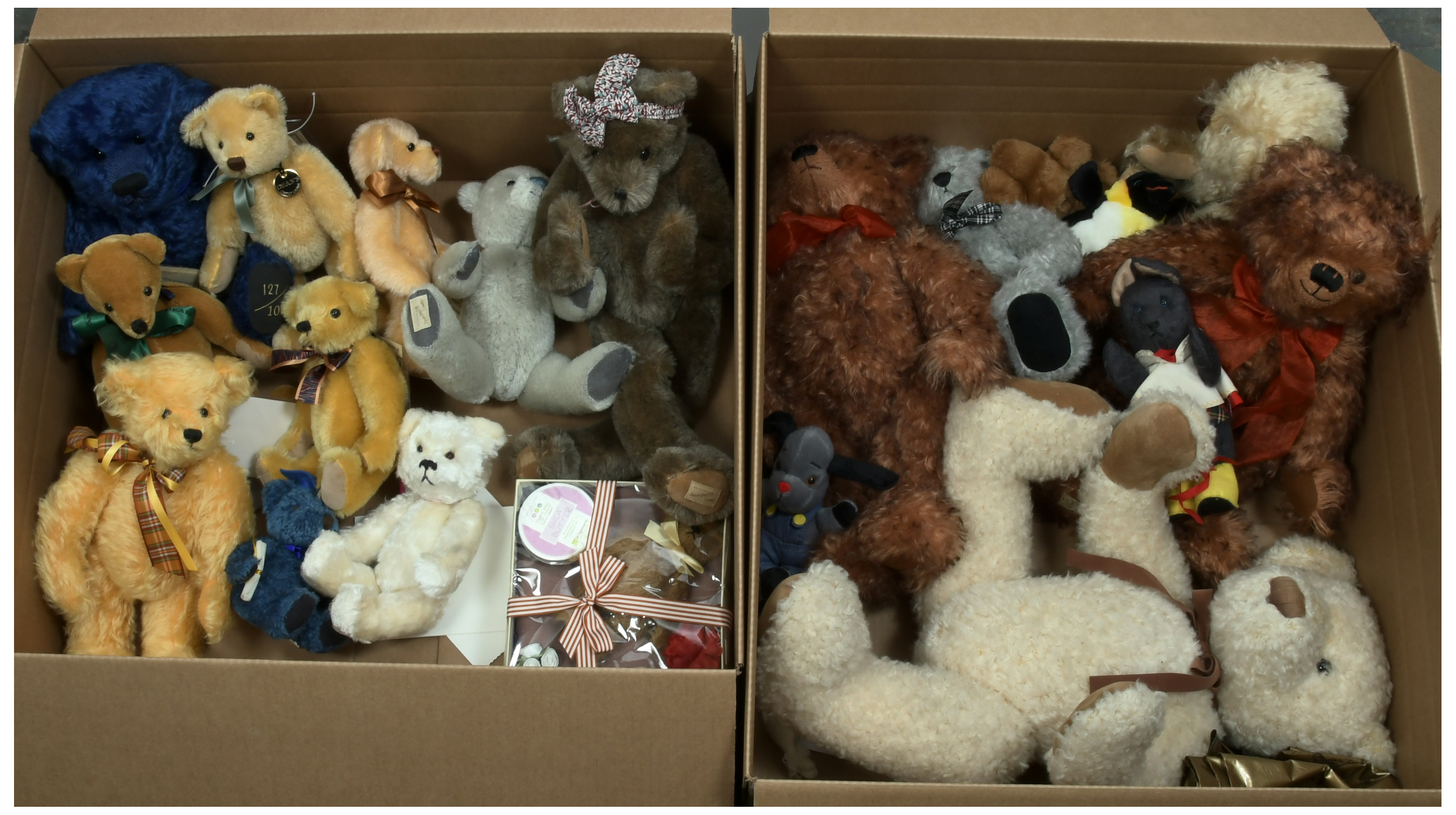 Large collection of mohair and plush teddy bears 