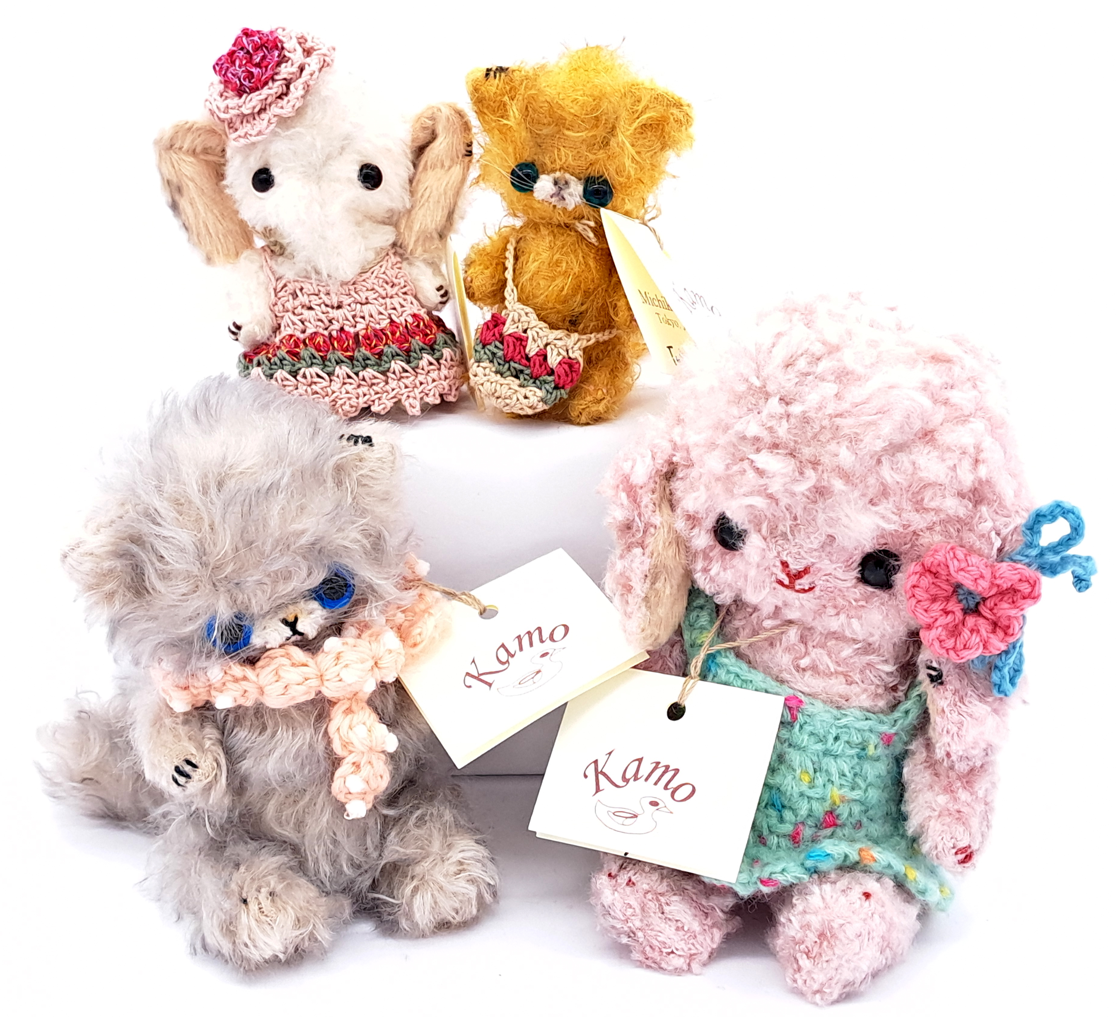 Michiko Kamo artist designed teddy bears x 4