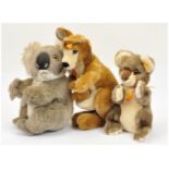 Steiff trio of plush animals - Kangaroo and 2x Koalas